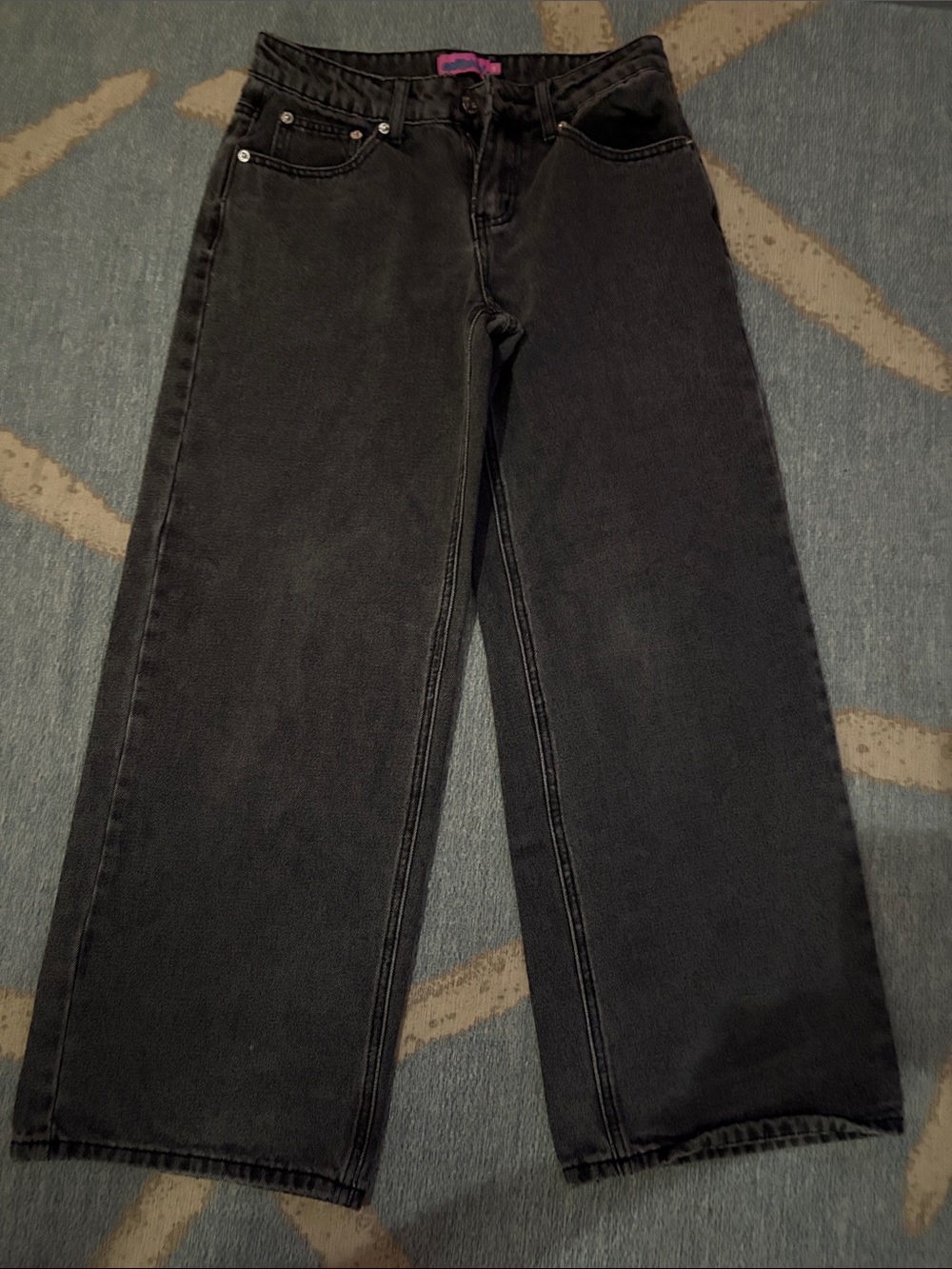 Edikted Men's Relaxed Wide-Leg Jeans in Washed Black
